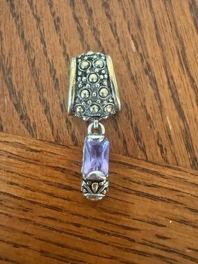 Purple Stone Bali-Style Dotted Barrel Pendant